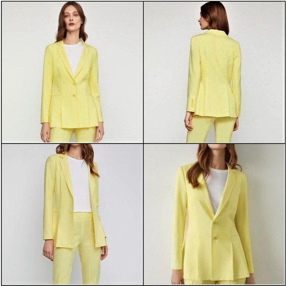 *NEW WITH TAGS* BCBGMaxAzria Pleated Peplum Limelight Yellow Blazer/Jacket XXS - Picture 3 of 16